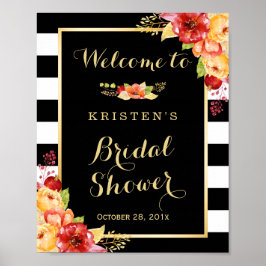 Rustic Autumn Floral Leaves Vrijgezellenfeest Sign Poster