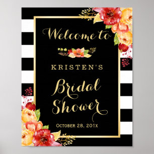 Rustic Autumn Floral Leaves Vrijgezellenfeest Sign Poster