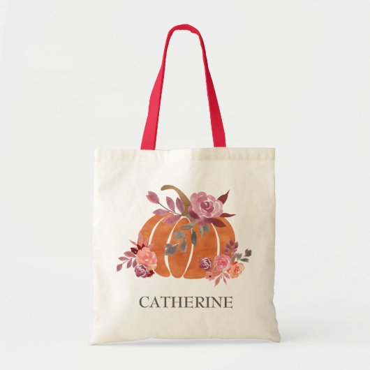Rustic Autumn Floral Little Pumpkin Baby shower Tote Bag (Voorkant)