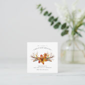 Rustic Autumn Floral | Logo Waterverf Vierkante Visitekaartje (Staand voorkant)