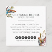 Rustic Autumn Floral | Logo Waterverf Vierkante Visitekaartje (Achterkant)