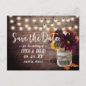 Rustic Autumn Floral Mason Jar Barn Save the Date Aankondigingskaart (Voorkant)