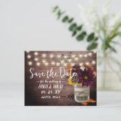 Rustic Autumn Floral Mason Jar Barn Save the Date Aankondigingskaart (Staand voorkant)
