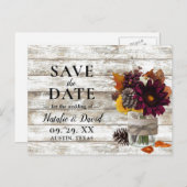 Rustic Autumn Floral Mason Jar Herfst Save the Dat Aankondigingskaart (Voorkant / Achterkant)