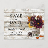 Rustic Autumn Floral Mason Jar Herfst Save the Dat Aankondigingskaart (Voorkant)