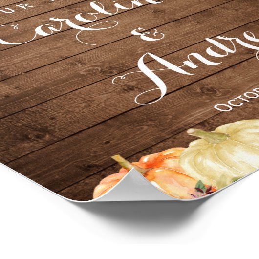 Rustic Autumn Floral Mason Jar Lights Wedding Sign Poster (Hoek)