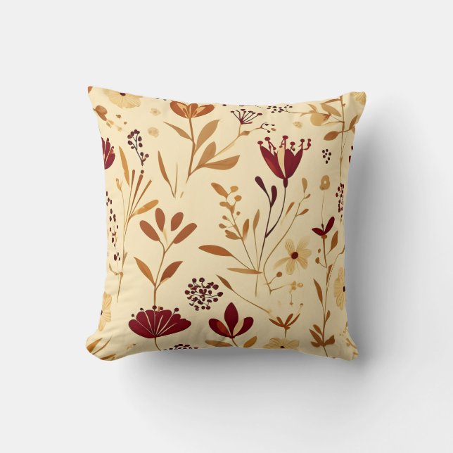 Rustic Autumn Floral Pattern Sierkussen (Voorkant)