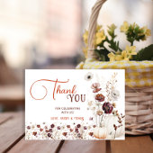 Rustic Autumn Floral Pumpkin Baby Shower Bedankkaart