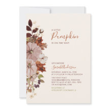 Rustic Autumn Floral Pumpkin Baby shower Invitatio