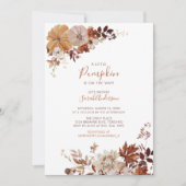 Rustic Autumn Floral Pumpkin Baby shower Invitatio Kaart (Voorkant)