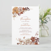 Rustic Autumn Floral Pumpkin Baby shower Invitatio Kaart (Staand voorkant)