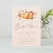 Rustic Autumn Floral Pumpkin Baby shower Kaart (Staand voorkant)