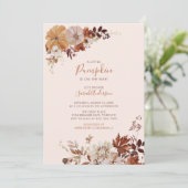 Rustic Autumn Floral Pumpkin Baby shower Kaart (Staand voorkant)