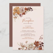 Rustic Autumn Floral Pumpkin Baby shower Kaart (Voorkant / Achterkant)