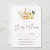 Rustic Autumn Floral Pumpkin Baby shower Kaart (Voorkant)