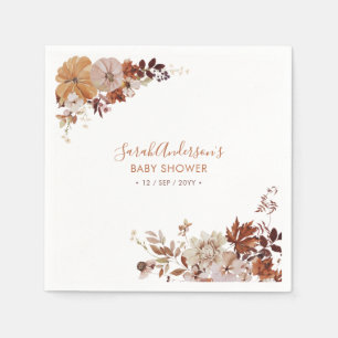 Rustic Autumn Floral Pumpkin Baby shower Napkins Servet