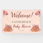 Rustic Autumn Floral Pumpkin Baby shower Welkom Spandoek (Horizontaal)
