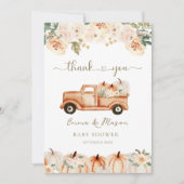 Rustic Autumn Floral Pumpkin Truck Bedankkaart (Voorkant)