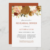 Rustic Autumn Floral Rust Rehearsal Dinner Inv Kaart (Voorkant / Achterkant)