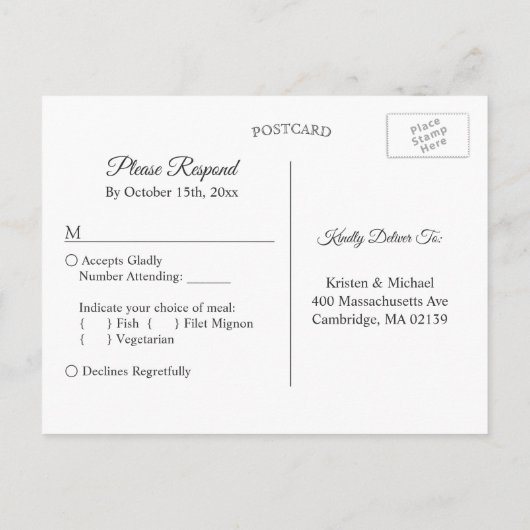 Rustic Autumn Floral String Lights Wedding RSVP Uitnodiging Briefkaart (Achterkant)