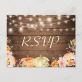 Rustic Autumn Floral String Lights Wedding RSVP Uitnodiging Briefkaart (Voorkant)