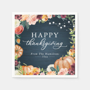 Rustic Autumn Floral Thanksgiving Dinner Napkins Servet