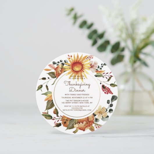 Rustic Autumn Floral Thanksgiving Kaart (Staand voorkant)