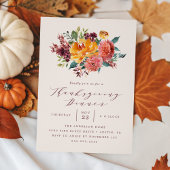 Rustic Autumn Floral Thanksgiving Kaart
