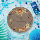 Rustic Autumn Floral Thanksgiving Papieren Bordje (Feest)