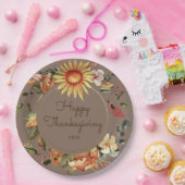 Rustic Autumn Floral Thanksgiving Papieren Bordje (Feest)