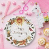 Rustic Autumn Floral Thanksgiving Papieren Bordje (Feest)