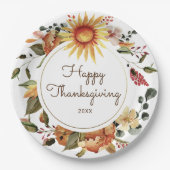 Rustic Autumn Floral Thanksgiving Papieren Bordje (Voorkant)