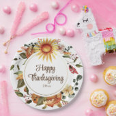 Rustic Autumn Floral Thanksgiving Papieren Bordje (Feest)