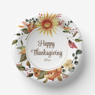 Rustic Autumn Floral Thanksgiving Papieren Kommen