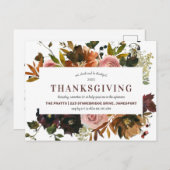 Rustic Autumn Floral Thanksgiving Uitnodiging Briefkaart (Voorkant / Achterkant)