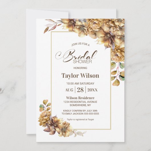 Rustic Autumn Floral Vrijgezellenfeest Kaart (Voorkant)