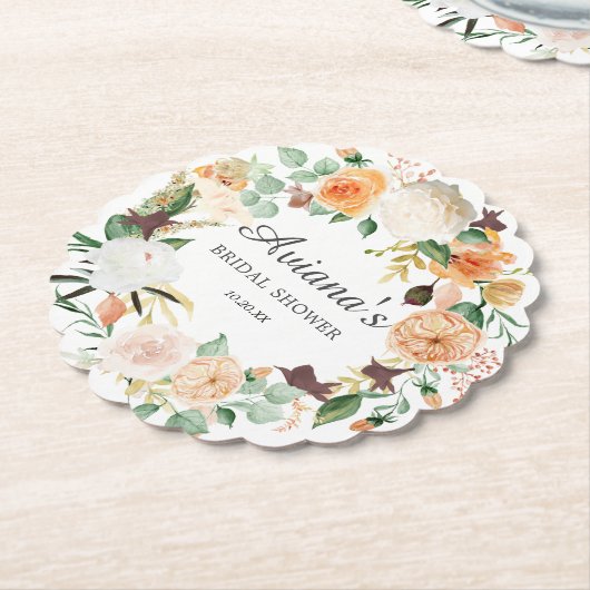 Rustic Autumn Floral Vrijgezellenfeest Kartonnen Onderzetters (Gekanteld)