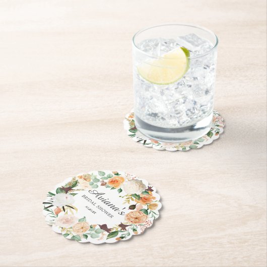 Rustic Autumn Floral Vrijgezellenfeest Kartonnen Onderzetters (Insitu)