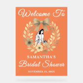 Rustic Autumn Floral Vrijgezellenfeest Welkom Acryl Bord (Voorkant)