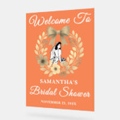 Rustic Autumn Floral Vrijgezellenfeest Welkom Acryl Bord (Hoek)