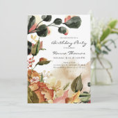 Rustic Autumn Floral Waterverf Birthday Kaart (Staand voorkant)
