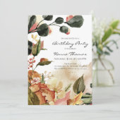 Rustic Autumn Floral Waterverf Birthday Kaart (Staand voorkant)