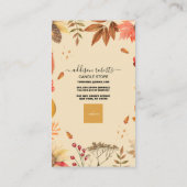 Rustic Autumn Floral Waterverf Logo Visitekaartje (Achterkant)