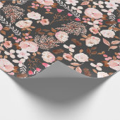 Rustic Autumn Floral Waterverf Pattern Pink Brown Cadeaupapier (Hoek)