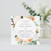 Rustic Autumn Floral Waterverf Wedding Kaart (Staand voorkant)