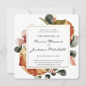 Rustic Autumn Floral Waterverf Wedding Kaart (Voorkant)
