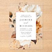 Rustic Autumn Floral Wedding Acryl Uitnodigingen (Voorkant)