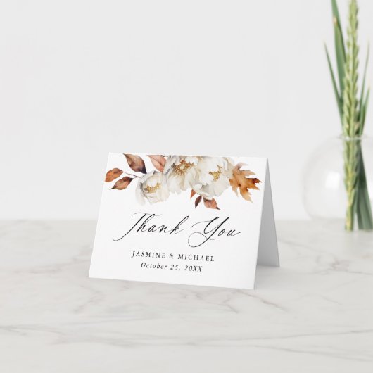 Rustic Autumn Floral Wedding Bedankkaart (Voorkant)