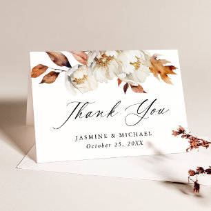 Rustic Autumn Floral Wedding Bedankkaart