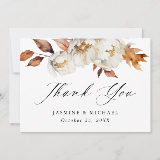 Rustic Autumn Floral Wedding Bedankt (Voorkant)